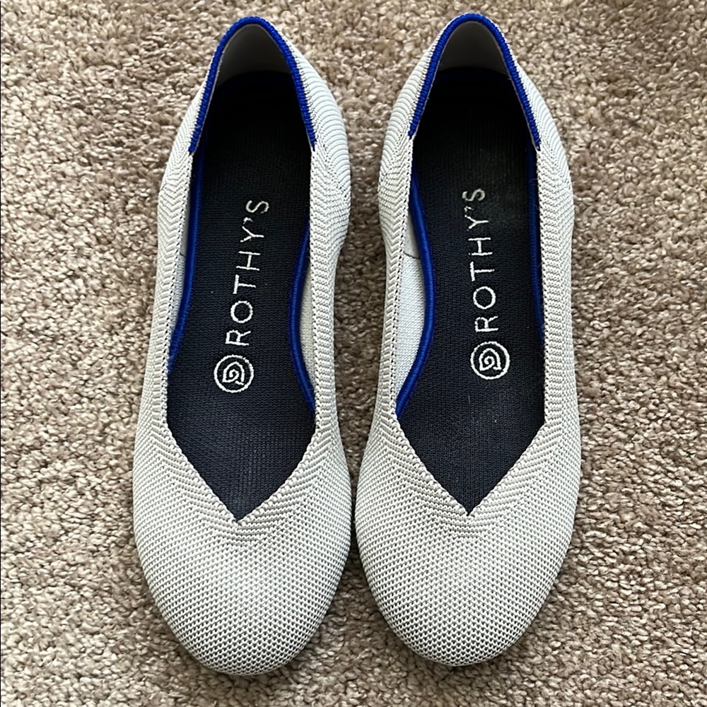 Rothy's Dove Gray Flats Size 6.5  Worn a few times